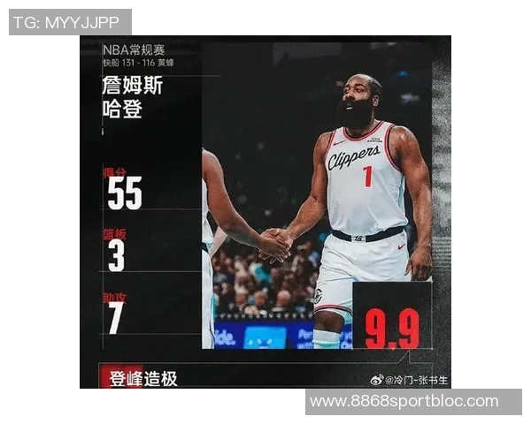 哈登首节表现抢眼送出8助攻3分3篮板助力球队攻防转换